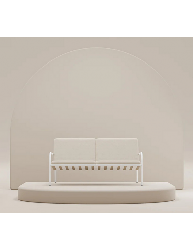 Metallbude Cruz loungesofa i højstyrkestål og akryl H70 x B168 x D63 cm - Hvid/Sand