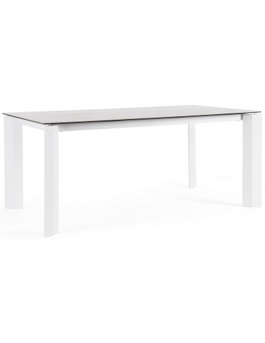 Otavio havebord i aluminium og keramisk glas 180 x 95 cm - Hvid/Lysegrå