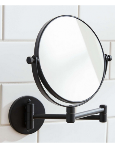 Miller Bath Væghængt kosmetikspejl med 3 x forstørrelse i stål Ø19 cm - Sort