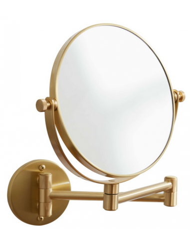 Miller Bath Væghængt kosmetikspejl med 3 x forstørrelse i stål Ø19 cm - Børstet messing