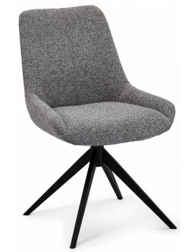 Sæt med 2 x Spisebordsstole med drejefod i metal og bouclé H87 cm - Sort/Grå