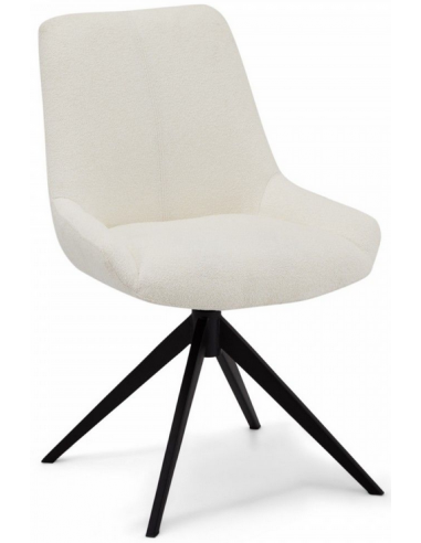 Sæt med 2 x Spisebordsstole med drejefod i metal og bouclé H87 cm - Sort/Cremehvid