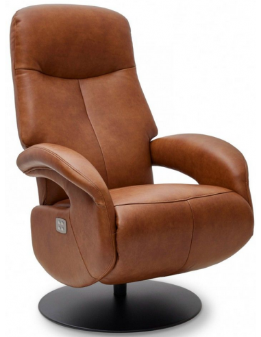 BULLS Lænestol eletrisk med vippefunktion i læder H115 cm - Sort/Cognac