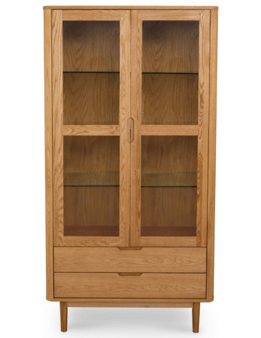 BORG Vitrineskab med lys i MDF og egetræsfinér H190 x B100 cm - Olieret eg