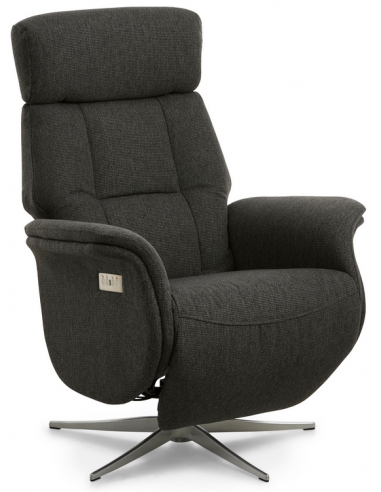 Marcy lænestol med indbygget fodstøtte i polyester H105 cm - Børstet alugrå/Antracit