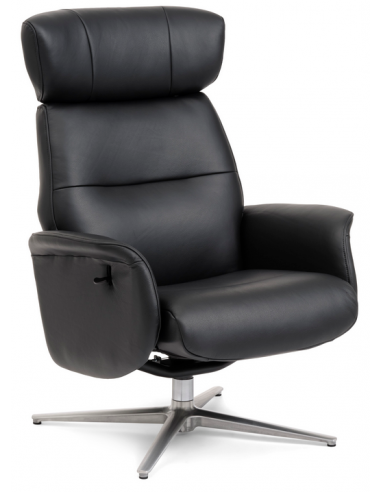 Alexa lænestol med vippefunktion i semi-anilin læder H106 cm - Børstet alugrå/Sort