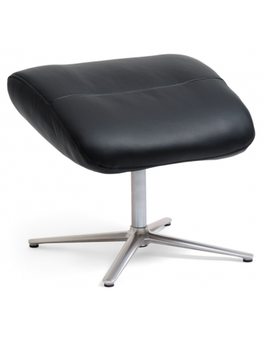 Alexa fodskammel i semi-anilin læder 49 x 40,6 cm - Børstet alugrå/Sort