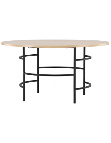 HAGEN Rundt spisebord i metal og mdf H74 x Ø140 cm - Sort/Hvidpudset eg