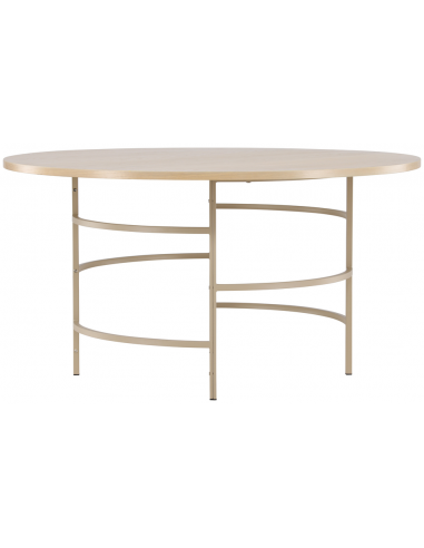 HAGEN Rundt spisebord i metal og mdf H74 x Ø140 cm - Beige/Hvidpudset eg