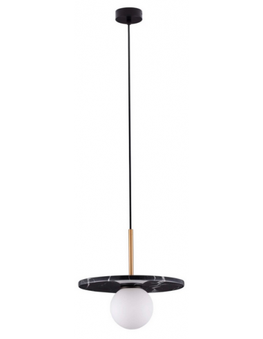 IDOR Loftlampe i marmor og opalglas Ø30 cm 1 x G9 - Sort marmor/Messing