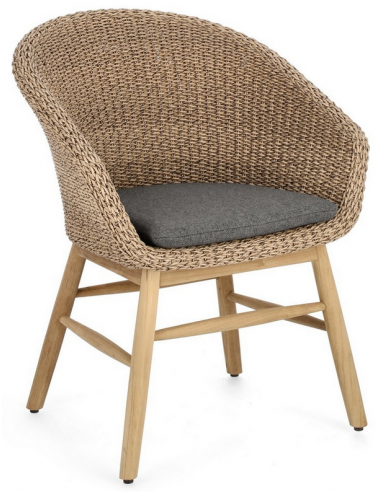 GENESIS Sæt med 2 x havestole i teaktræ og syntetisk fiber H84 cm - Teak/Natur