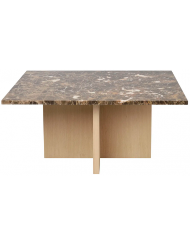 Rowico Brooksville sofabord i MDF og marmor 90 x 90 cm - Eg/Brun marmor