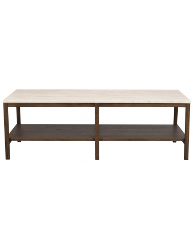 Rowico Orwel sofabord i egetræ og travertin H45 x B140 x D60 cm - Brun/Travertin