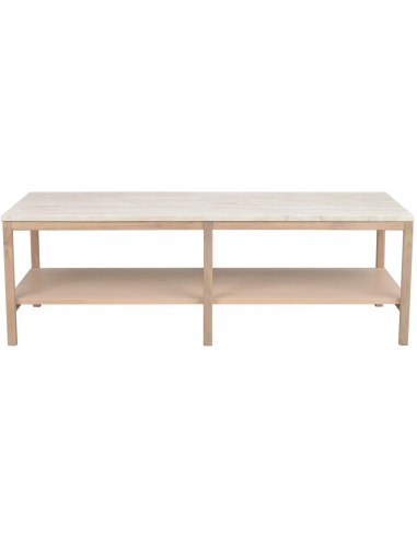 Rowico Orwel sofabord i egetræ og travertin H45 x B140 x D60 cm - White wash/Travertin