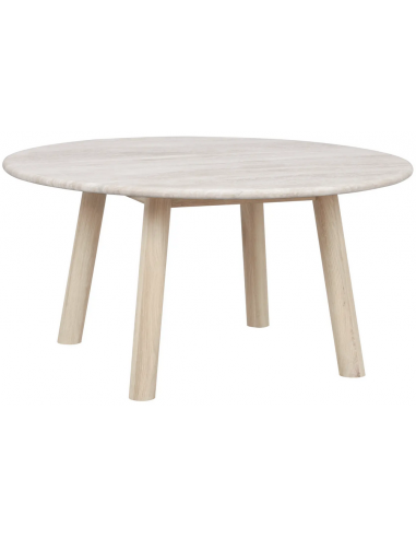 Rowico Taransay rundt sofabord i egetræ og travertin H45 x Ø90 cm - White wash/Travertin