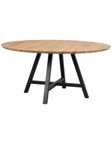 Rowico Carradale rundt spisebord i metal og egetræ Ø150 cm - Sort/Eg