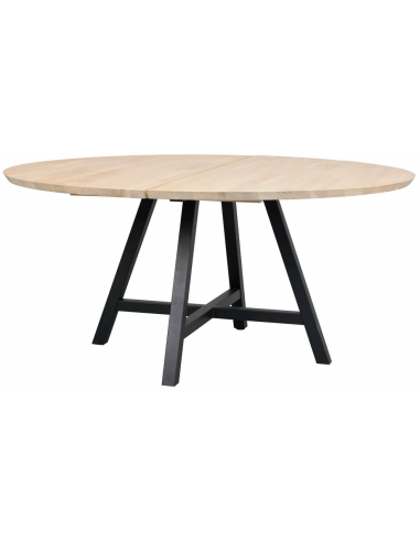 Rowico Carradale rundt spisebord i metal og egetræ Ø150 cm - Sort/White wash