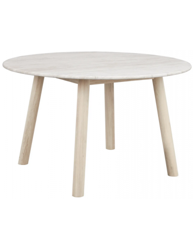 Rowico Taransay rundt spisebord i egetræ og travertin Ø125 cm - White wash/Travertin