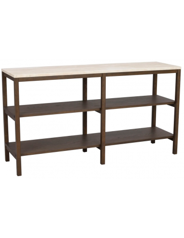 Rowico Orwel konsolbord i egetræ, MDF og travertin 140 x 40 cm - Brun/Travertin
