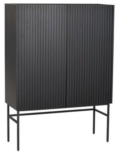 Rowico Halifax vitrineskab i metal og egetræ H140 x B100 cm - Sort/Sort