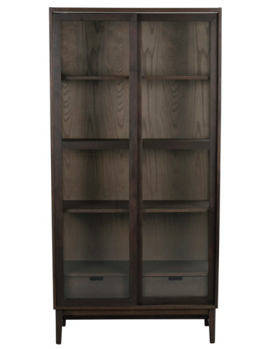 Rowico Hazelton vitrineskab i egetræ, finér og glas H203 x B100 cm - Brun