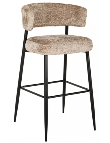 Sæt med 2 x Rochelle barstol i metal og polyester plys H99 cm - Sort/Natur