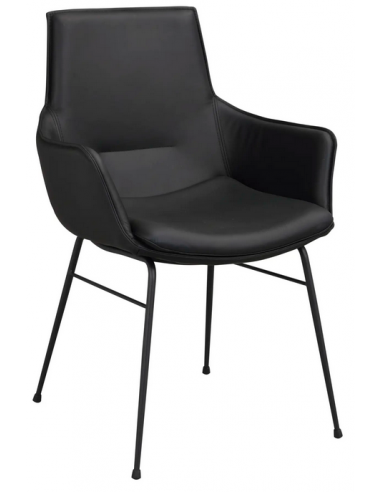 Lowell 2 x Spisebordsstole i læder H86 cm - Sort/Sort