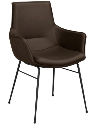 Lowell 2 x Spisebordsstole i læder H86 cm - Sort/Brun