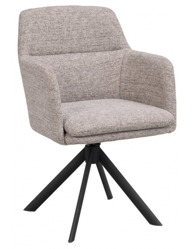 Gladstone 2 x Spisebordsstole med drejefod i polyester H84 cm - Sort/Mørk beige