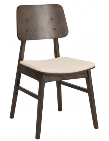 Nagano 2 x Spisebordsstole i egetræ, finér og polyester H85 cm - Brun/Beige
