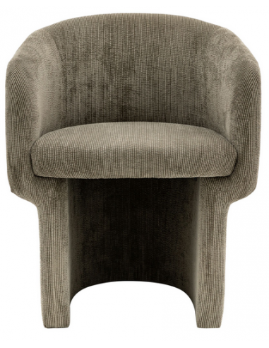 Spisebordsstol med armlæn i ripcord polyester H76 cm - Shitake grøn