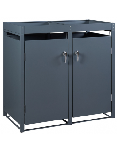 Skraldespandsskjuler til 2 spande i rustfri stål H110 x B115 x D62 cm - Antracit