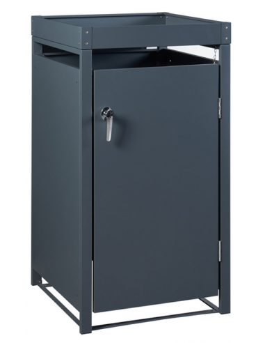 Skraldespandsskjuler til 1 spand i rustfri stål H110 x B59,5 x D62 cm - Antracit