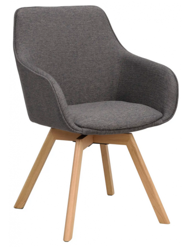 Alison 2 x Spisebordsstole med drejefod i polypropylene H88 cm - Eg/Grå