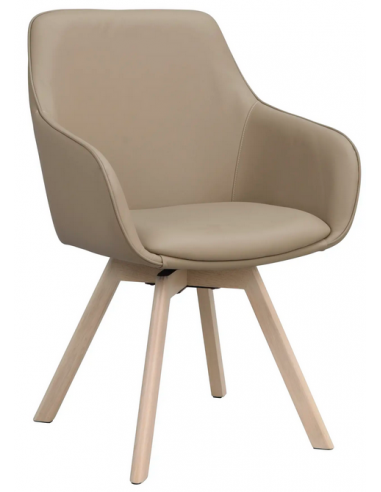 Alison 2 x Spisebordsstole med drejefod i læder H88 cm - White wash/Beige