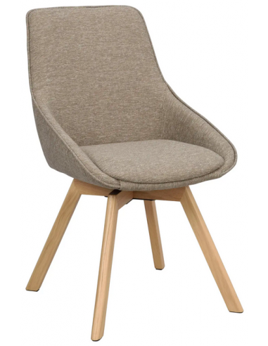 Alison 2 x Spisebordsstole med drejefod i polypropylene H88 cm - Eg/Mørk beige