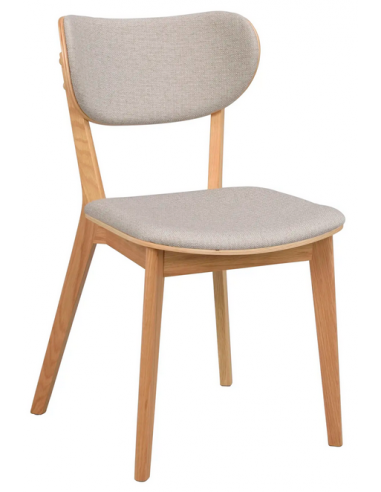 Kato 2 x Spisebordsstole i egetræ, finér og polyester H83 cm - Eg/Gråbeige