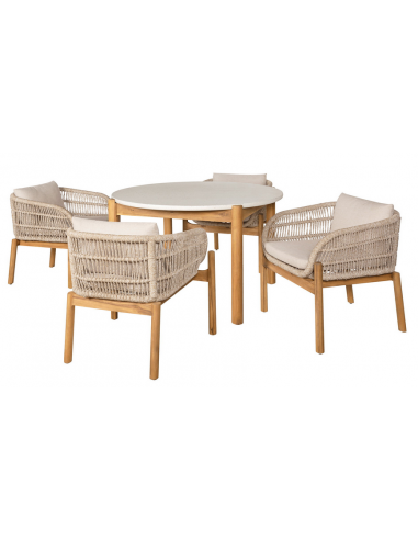 TERRA Havemøbel sæt i akacietræ og polyester - Natur/Beige