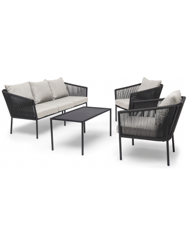 Hillerstorp loungesæt i aluminium og olefin - Mørkegrå/Gråbeige