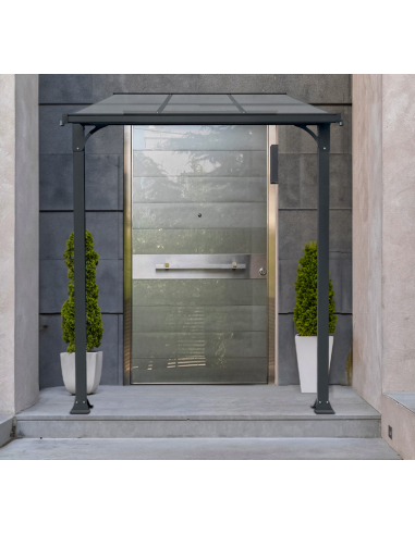 CUBIS Overdækning til hoveddør i aluminium og polycarbonat 222 x 150 cm - Antracit