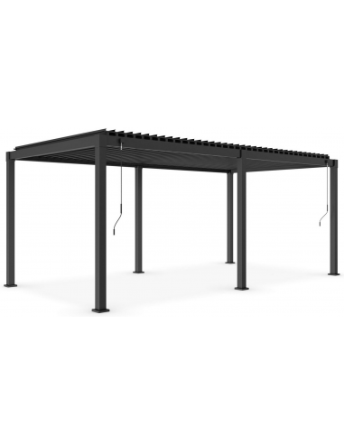 GARDA Pavillon med vipbart lameltag i aluminium 600 x 300 cm - Charcoal