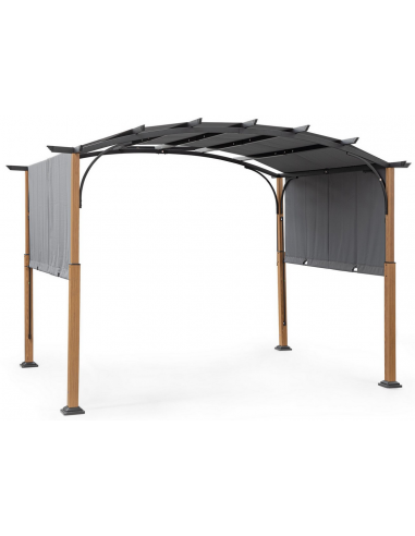 MINA Pavillon med skydetag i aluminium og polyester 360 x 300 cm - Natur/Grå