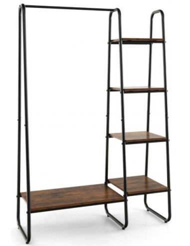 Garderobe stativ i metal og møbelplade H151 x B99,5 x D40 cm - Sort/Brun