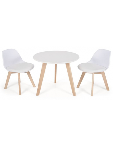 Bord og stolesæt til børneværelset i bøgetræ og polycarbonat - Natur/Hvid