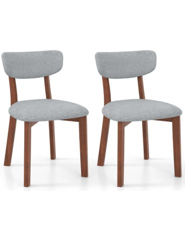 Sæt med 2 x spisebordsstole i gummitræ og tekstil H82 cm - Brun/Grå