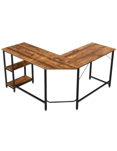 Hjørneskrivebord i metal og møbelplade 138 x 138 cm - Sort/Brun