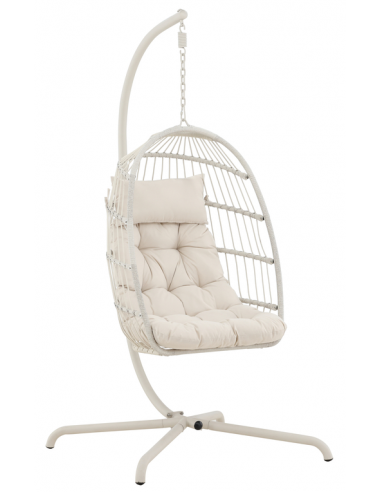 TREZ Hængestol i stål, polyrattan og polyester H198 cm - Beige