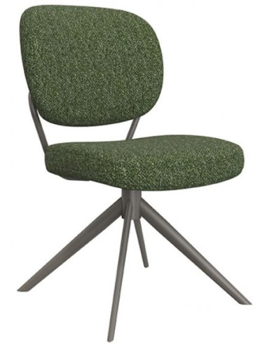 Sæt med 2 x Geneva spisebordsstole med drejefod i bouclé H90 cm - Grågrøn/Skovgrøn