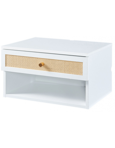 EIKE Væghængt sengebord i møbelplade H23 x B40 x D31,5 cm - Hvid/Natur