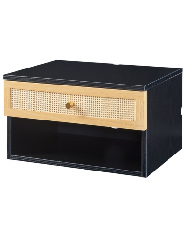 EIKE Væghængt sengebord i møbelplade H23 x B40 x D31,5 cm - Sort/Natur